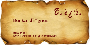Burka Ágnes névjegykártya